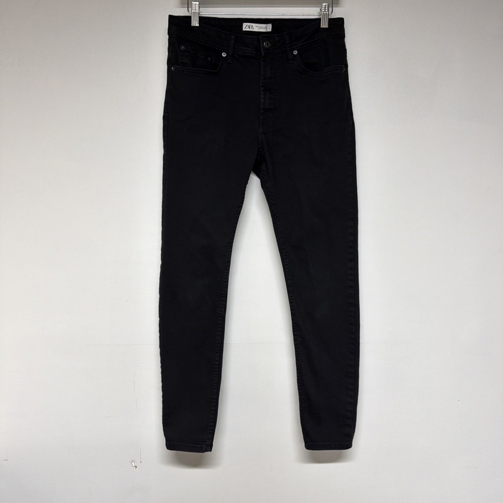 Zara Black Denim Skinny Jeans Size 32 Mid Rise Stretch